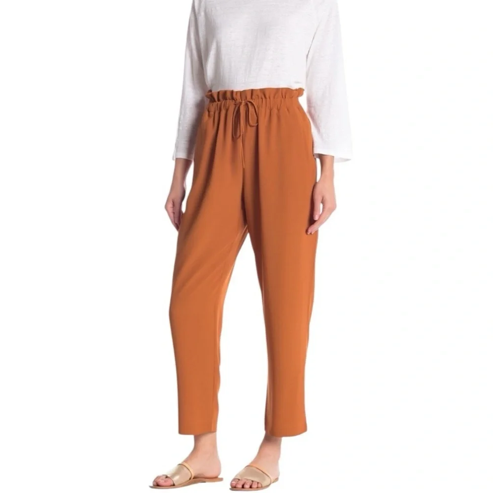 Eileen Fisher Tencel Viscose Straight Ankle Cropped Pants Color Musk Large